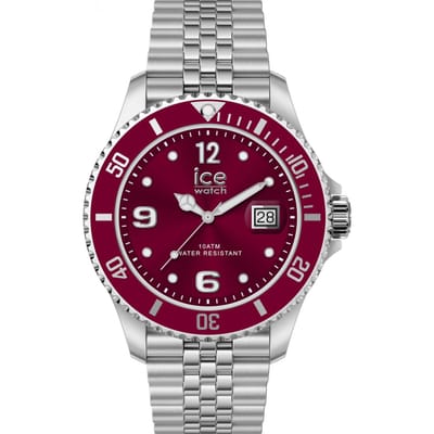 Ice Watch ICE steel - Burgundy silver - 5 links 025912 Horloge - Staal - Zilverkleurig - Ø 41 mm
