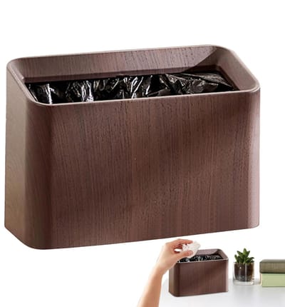 Bureau Prullenbak - Afvalbakje Tafel - Bureau Opruimen - Strak Japans Design - 23.5 x 16 x 10.5 cm - Walnoot