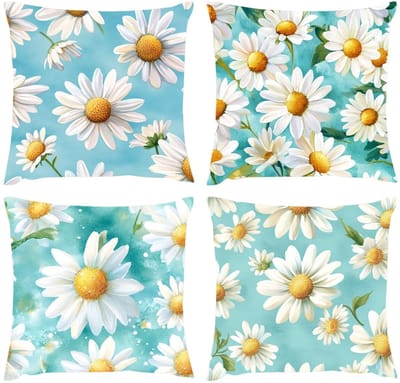 Kussenhoes 50 x 50 cm, beige, voor buiten, waterdicht, bankkussen, bloem, decoratieve kussens van fluweel, behaaglijk, kussenslopen voor slaapkamer, bank, stoel, woonkamer, terras, tuin, woondecoratie