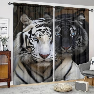 Gordijn met tijgerprint voor huisdecoratie - Tunnelgordijn voor slaapkamer, keuken, woonkamer 75cmX165cm X 2pcs