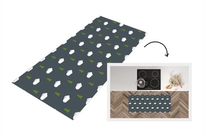 Keukenloper - Loper keuken - Bomen - Konijn - Patroon - 120x50 cm - Keukenloper vinyl