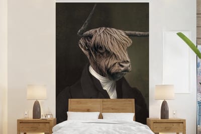 Behang - Fotobehang Oude Meesters - Schotse Hooglander - Dieren - Breedte 200 cm x hoogte 300 cm
