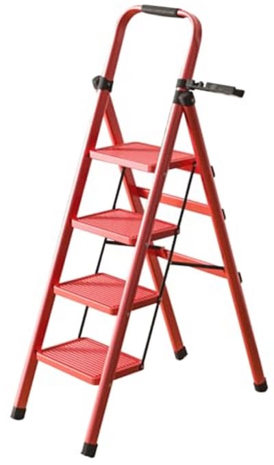 Inklapbare trapladder met leuning - 4 treden - Antislip en ruimtebesparend - Geschikt voor keuken en huishouden - Belastbaarheid tot 150 kg