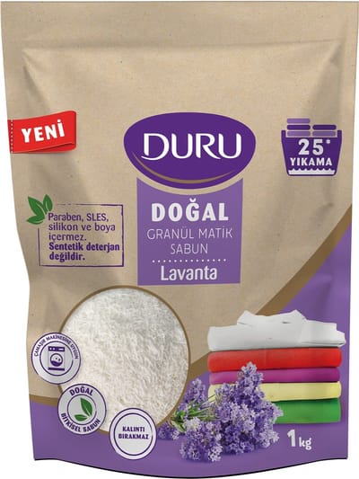 Duru Waspoeder lavendel 1kg - Wasmiddel - Washingpowder Lavender - Powder - Vegan - Dogal Kaynakli granül matik sabun lavanta