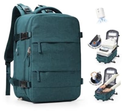 Compacte reisrugzak met vacuümsysteem - Handbagageformaat met meerdere vakken en USB-aansluiting