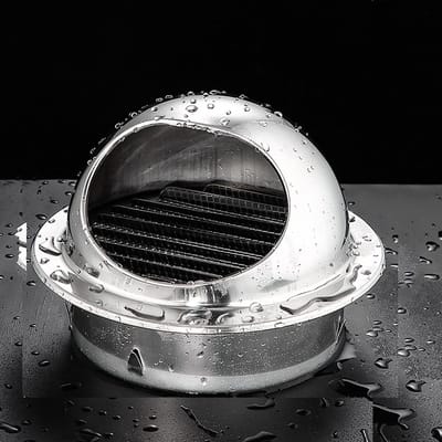 Allecto - Roestvrijstalen ventilatierooster - Ventilatierooster buiten - Weerbestendig - 120 mm - Kogelkap voor afzuigkap - Geschikt voor keuken