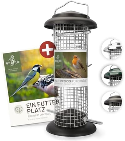 Vogelvoederdispenser 23,5 cm - Pindavoederstation van Roestvrij Metaal voor Wilde Vogels