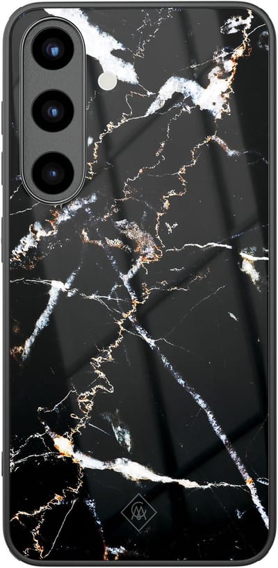Casimoda® hoesje - Geschikt voor Samsung Galaxy S25 - Marmer Zwart - Luxe Hard Case Zwart - Backcover telefoonhoesje - Zwart