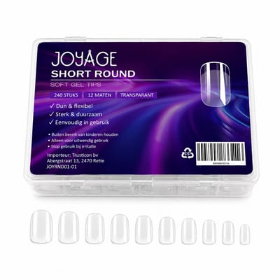 Joyage Nagel Tips Transparant - 240 stuks - Kort & Rond - Kunstnagels - Transparante nageltips voor gelnagels - Plaknagels doorzichtig press on nails nail tips - Nep nagels Nepnagels nail art nagelverlenging - Cadeaus voor vrouwen cadeautjes