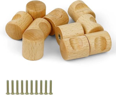 JGS Premium - Houten meubelgreep 10 stuks natuurlijk berken - ladeknoppen knopgrepen - kasten laden vitrines - incl. schroeven