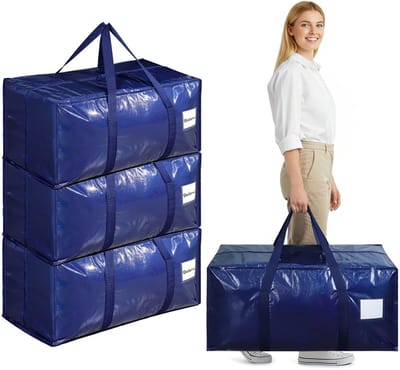 Dailygoods- Opbergtas 90L - Heavy-duty Verhuistassen - Opvouwbare Opbergbox - Ritssluiting - Handgreep - Voor Beddengoed/Kleding - Verhuisdozen