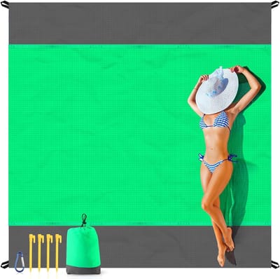 Ulisem - Stranddeken Zandbestendig -210*200cm - Strandmat - Draagbare Picknickmat voor Reizen - Kamperen, Wandelen, Lichtgewicht Strandbenodigdheden Familie Waterbestendige Mat - groente
