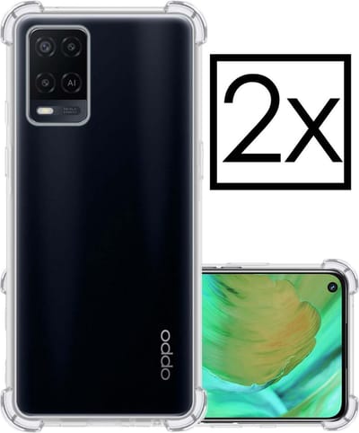 Hoesje - 2 Stuks - Geschikt voor OPPO A54 - Sterk & Shockproof - Siliconen Case - Back Cover - Telefoon Hoes Shock Proof - Transparant