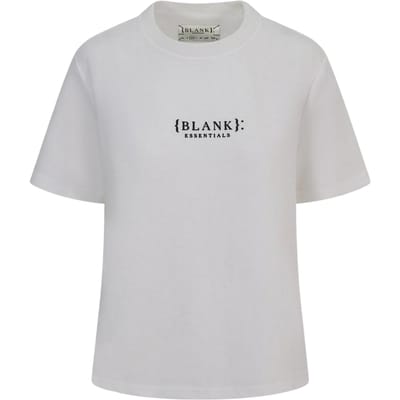 Blank Essentials Dames-T-shirt met logo uit de Essentials-collectie in boyfriend-stijl (Gebroken wit)