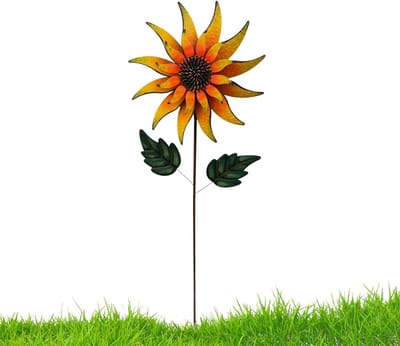 Gazon Spinner - Tuindecoratie Paneel - Buiten Decoratie - IJzeren Bloem Design - 114.5 cm Hoog - Geel