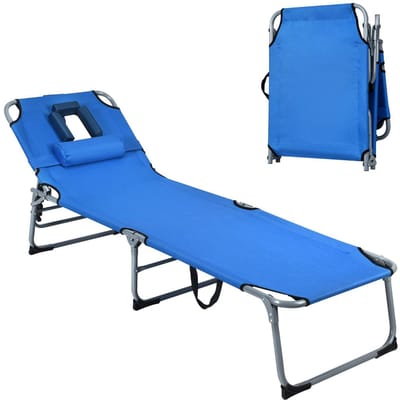 Coast 5-Positie Verstelbare Vouwbare Loungestoel – 194x60x36-86 cm – Blauw – Oxford Stof – 150 kg Draagvermogen
