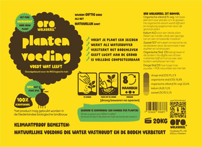 ORO wolkorrel 20KG | 200m² a 300m² - biologische Plantenvoeding – SKAL gecertificeerd – 240 dagen voedend - Organische Meststof voor Moestuin tot Kamerplant - Voor Gezonde Bodem & Sterke Planten