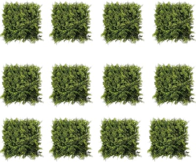 Kunstgras Wandpanelen - Voor Tuin, Balkon & Binnen - Privacy & Decoratief - Groen Buxus & Tropische Bladeren - Kunstplant - Groen-12pcs