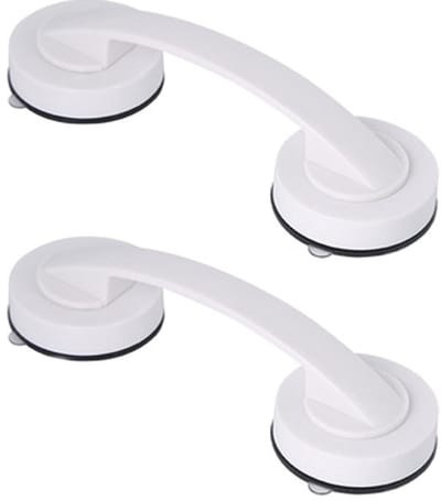 2 stuks - Zuig Handvat - Handgreep met Zuignap - Deurgreep zuignap - Badkamer Veiligheidsgreep - Helping Handvat - glazen deurgreep - 19.4*6.5*5 cm - wit - voor douche en toilet - Handig Hulpmiddel voor Kinderen en Ouderen