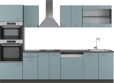 Vicco R-Line Complete keukeneenheid – 300 cm met hoge kast, WB Antraciet Blauw-grijs/antraciet