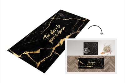 Keukenloper - Loper keuken - Quote - Spreuken - Goud - Marmer - 120x50 cm - Keukenloper vinyl