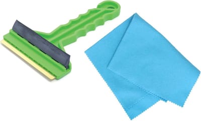 Prosperplast Autoramen set - IJskrabber met trekker - groen - 16 cm - met anti-condens doek - Winter vorst accessoires