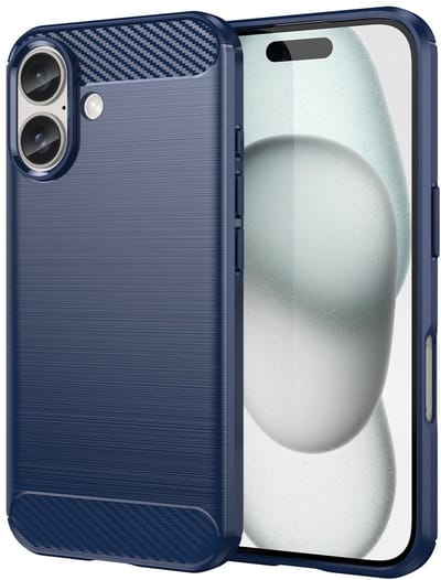 Mobiq Carbon Look Hoesje geschikt voor iPhone 16 Plus - Flexibele TPU Case