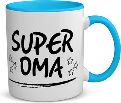 Akyol - super oma koffiemok - theemok - blauw - Oma - een oma - verjaardagscadeau - cadeau voor oma - gift - kado - 350 ML inhoud