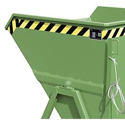 Kiepbak Bauer KS 550, staal, groen, B 1245 x D 1200 x H 1170 mm, 550 l, tot 1000 kg, looprollen, handmatige kiepinrichting