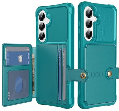 Portemonnee Hoesje Geschikt voor Samsung Galaxy A57 - Back Cover met Pasjeshouder - Telefoonhoesje voor Pinpas - Kaarthouder op Achterkant - Case met Magneet Groen