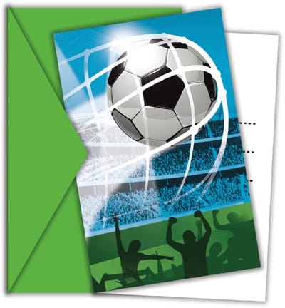 Uitnodiging kinderfeestje - Voetbal - Uitnodiging feestje Jongen - Uitnodigingskaarten set 6 stuks met enveloppen