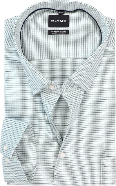 OLYMP Luxor comfort fit Big overhemd - structuur - groen - Strijkvrij - Boordmaat: 54 (EU maat: 6XL)