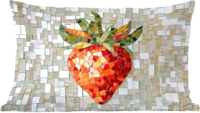 Sierkussens - Kussentjes Woonkamer - 60x40 cm - Aardbei - Rood - Mozaïek - Fruit