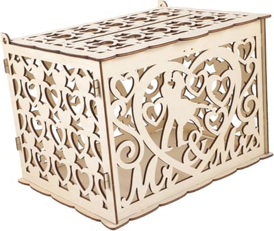 Houten Kaartdoos - Bruiloft Spaarpot - Feest Decoratie - Duurzaam Aandenken - 30 x 23.5 x 22 cm