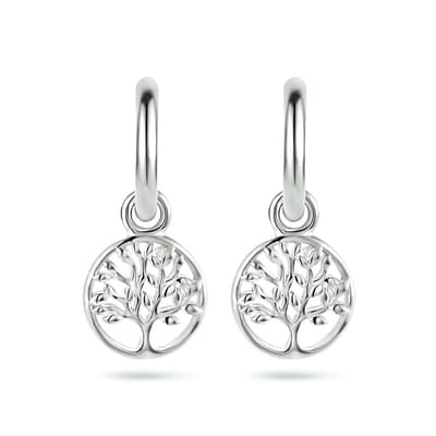 Zilver Gerhodineerd Klapoorringen Levensboom 1334762
