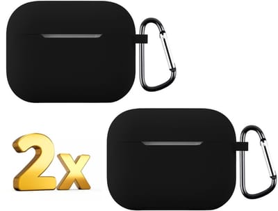 Telestore - hoesje geschikt voor AirPods Pro 3 soft case cover - 2 stuks zwart 2x - TPU hoesje Beschermhoes - AirPods Pro 3 Cover - AirPods Pro 3 hoesje - Geschikt voor Apple AirPods Pro 3 - gel hoesje met sleutelhanger