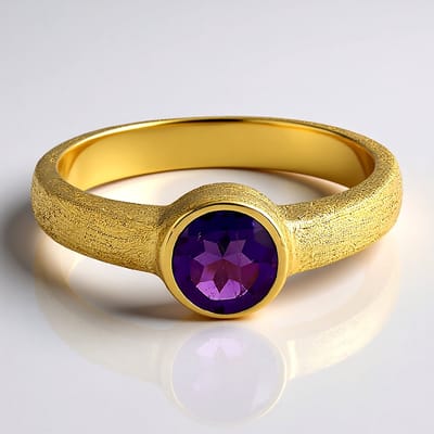 Cavill - Zilveren ring - 925 Sterling zilver verguld - Braziliaanse amethist 0,7 ct - Bezelzetting - Paarse edelsteen ring dames elegant