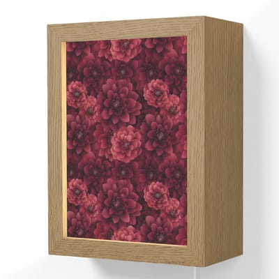 Wandlamp 15x20 cm - Oplaadbaar - Dahlias - Bloemen - Rood - Wandlampen binnen woonkamer - Slaapkamer lamp met kabel - Decoratieve nachtlamp - Vloerlamp snoer
