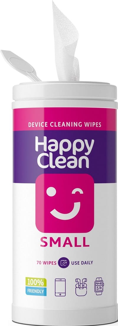 Happy Clean Screen Cleaner Doekjes - 70 Stuks - Voor Kleine Devices zoals AirPods, Telefoon en Smartwatch