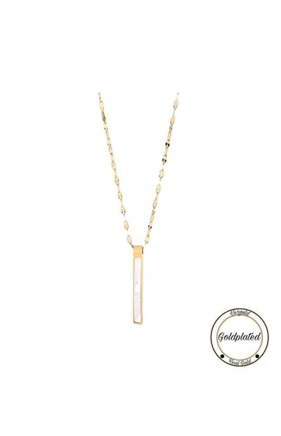 Soraro Staaf Marmer Ketting | Goldplated | Goudkleurig | Vrouwen Sieraden | Dames Ketting | Vrouwen Ketting