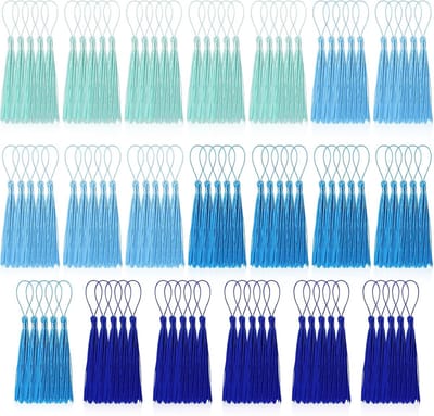 Kwastjes Bulk Blauwe Serie Zachte Ambachtelijke Zijdeachtige Handgemaakte Mini Kwastjes voor Sieraden Maken met Lussen voor DIY Ambachtelijke Accessoire Jurk Decoratie