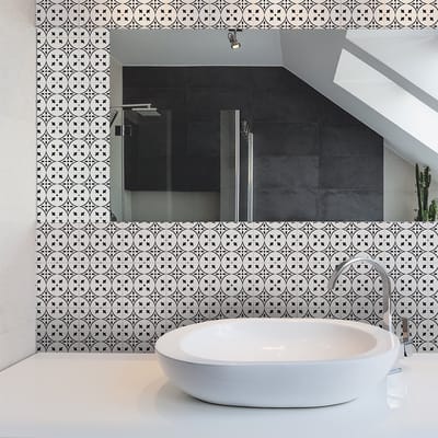 Zelfklevende tegelmuurstickers voor keuken en badkamer - 60 cementtegelstickers, Azulejos Elisa Design - 60 stickers, 20x20cm