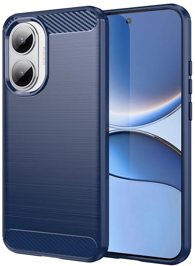 Geborsteld TPU Hoesje Geschikt voor Xiaomi Poco F7 | Beschermhoes | Back Cover | Flexibel TPU | Stijlvol Carbon | Dun | Blauw