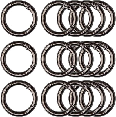 Ronde Carabiner Haakclips van 40mm - 15 Stuks Spring Ring Buckles voor Sleutelhangers, Rugzakken en Creatieve Projecten