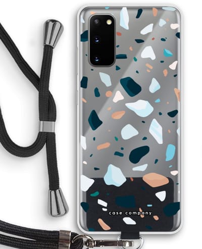 Case Company® - Hoesje met koord geschikt voor Samsung Galaxy S20 hoesje met Koord - Terrazzo N°13 - Telefoonhoesje met Zwart Koord - Bescherming aan alle Kanten en Over de Schermrand