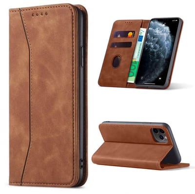 Hoesje geschikt voor iPhone 16e - Bookcase - Pasjeshouder - Portemonnee - Kunstleer - Bruin