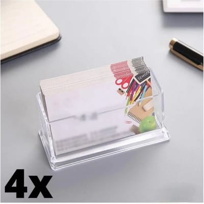 SEVENMOON® Visitekaartjes Houder Voor Op Het Bureau - Visitekaarthouder voor 70 kaartjes - Kaartjes Houder - Kaartjeshouder - Businesscard Houder - Bedrijfskaarthouder - Businesscardhouder - Visitekaartjes Houder - Transparant - 4 Stuks