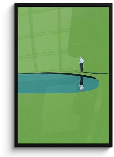 Poster in lijst - Fotolijst 60x90 cm - Posters - Persoon - Golf - Water - Blauw - Posterlijst zwart - Decoratie - Wanddecoratie woonkamer - Muurdecoratie slaapkamer - Kerstversiering - Kerstdecoratie voor binnen - Kerstmis