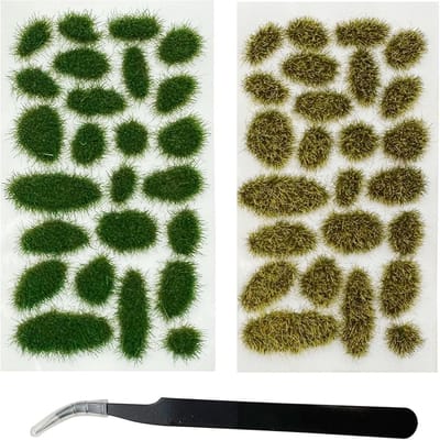 57-delige Static Grass Tuft Modelset voor Landschapsdecoratie - Kunstgras en Resin Terrain Tools voor Trein- en Spoorwegmodellen