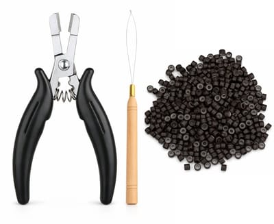 Guardian Beauty Microringen met Siliconen - 1,000 stuks - Donkerbruin - Inclusief Tang + Loop Tool - Voor Haar Extensions